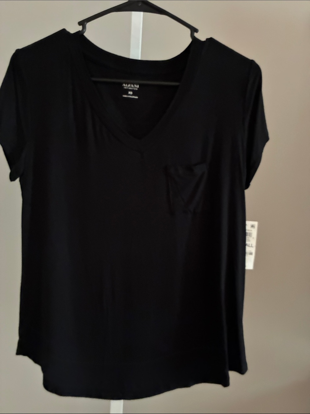 Alfani Black V-Neck Short Sleeve Pocket Tee
